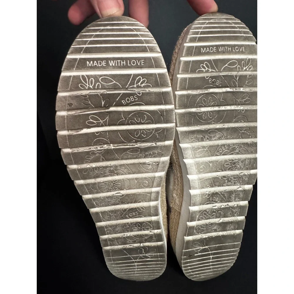 Skechers BOBS Memory Foam Espadrille Slip On Shoes Women's Striped Casual